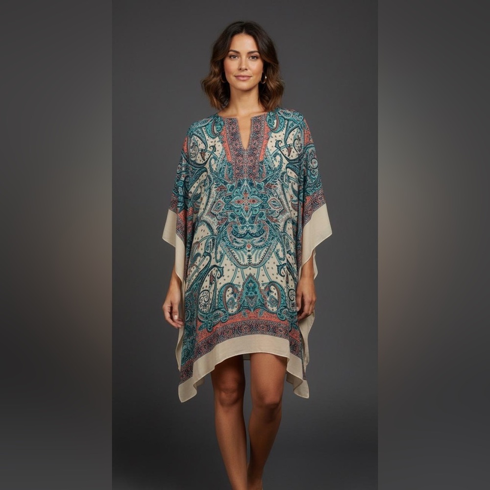 BCBGMaxAzria Multicolor Paisley Kaftan